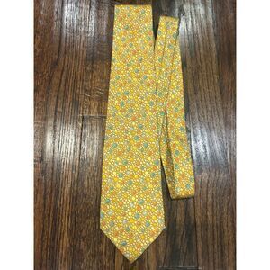 Salvatore Ferragamo Yellow Silk Print Circle Dots Men's Necktie Tie